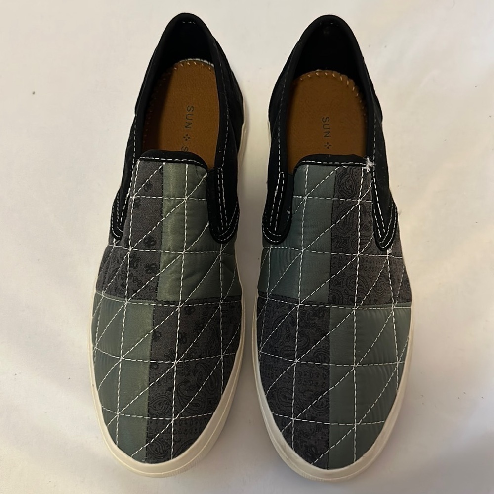 Sun Stone Reins Slip On Sneakers Shoes Mens 7.5 M Multi Paisley Patchwork